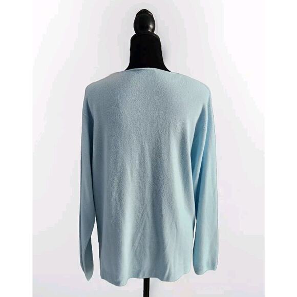 Cpm Collection Women's Super Soft Light Blue Knit V Neck Cardigan Pre-owned L - Picture 3 of 7